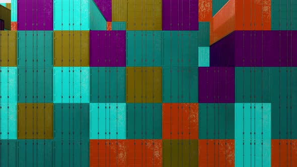 Background of Many Colorful 3d Cargo Containers alt