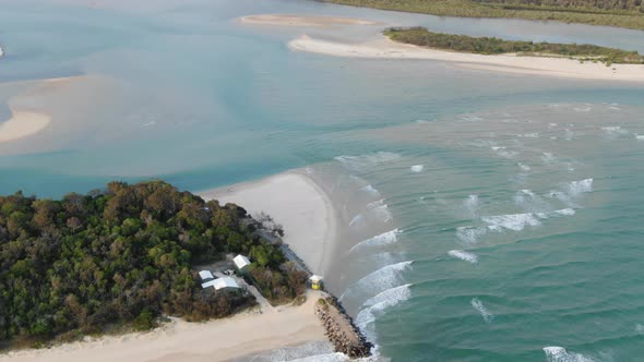 Noosa Heads popular scenic headland, Queensland in Australia. Aerial view alt