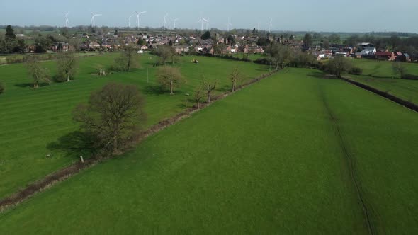 Swinford Village Leicestershire Landscape Aerial Wind Turbines