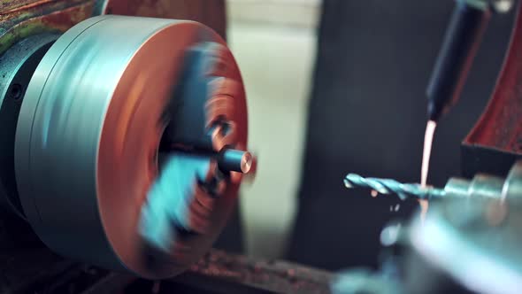 Metalworking CNC milling machine. Cutting metal modern processing technology. alt