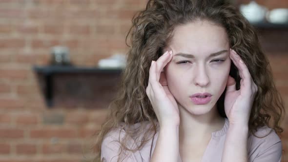 Headache, Frustration, Tense Beautiful Woman Portrait alt