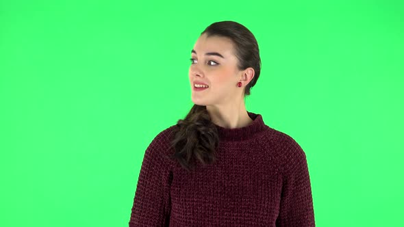 Girl Is Shocked and Surprised at What Is Happening Around, Looking with Delight and Admiration alt