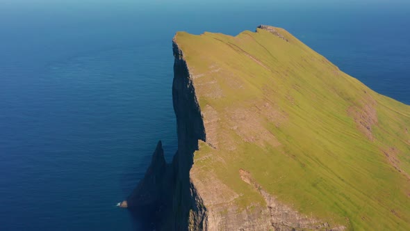 Drone Shot Of Mylingur Mountain On Streymoy Island, Stock Footage ...