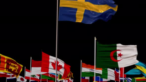 sweden Flag With World Flags In Alpha Channel