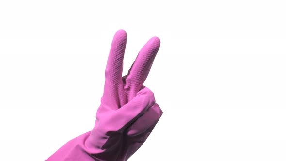 purple rubber gloves