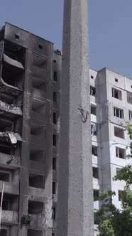 Vertical Video of a Destroyed House During the War in Ukraine alt