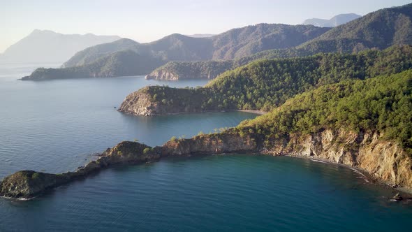 The drone view on the natural park among tracking path:"likya yolu" in South Turkey, Antalya alt