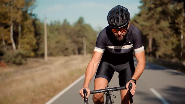 Sport Workout. Triathlete Cyclist Recreation Bicycle. Fit Athlete Sport Workout Training Cycling. alt