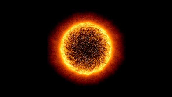 Abstract Hot Orange Science Background with Glowing Circle made of Particles alt