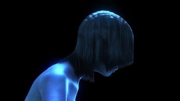 Futuristic Blue Hair Girl Hologram V2 Hd