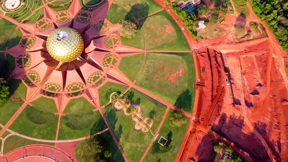 Arial View of Auroville. Auroville is an experimental township in Viluppuram district mostly in the alt
