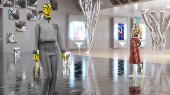 3D Fashion Show Virtual Model Walking By the Podum