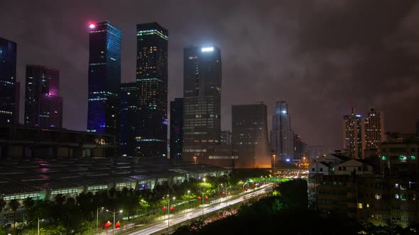Timelapse Shenzhen Futian District with Street Highway alt