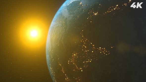 Realistic Earth With Sun