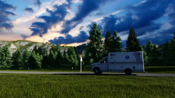 Ambulance Van On Road