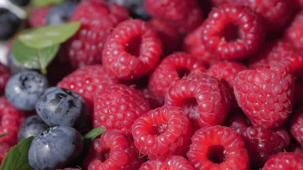 Close Up Rotation Loopable Raspberry. Fresh, Juicy Raspberry Background, Ripe. Macro Red Raspberries alt