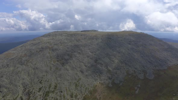Aerial Views of Mount Iremel in Cloud, the Southern Urals