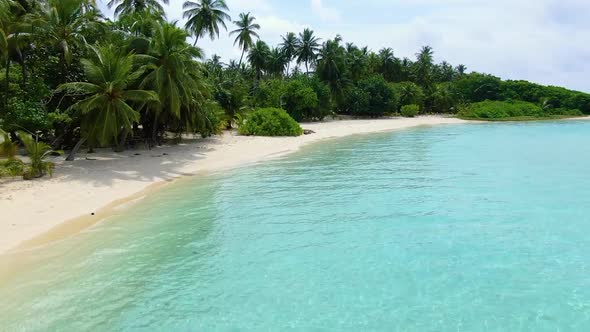 Drone Flying Along Wild Empty Maldive Island