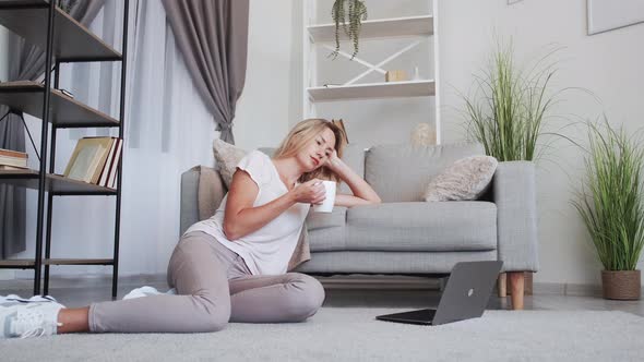 Online Video Ill Woman Home Treatment Tired Lady alt