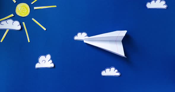 Stop motion animation of a paper airplane flying. avia Travel concept by  Iggi_Boooo