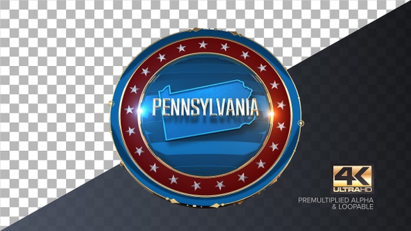 Pennsylvania United States of America State Map with Flag 4K alt