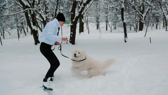 Girl with Dog in the Park in Winter alt