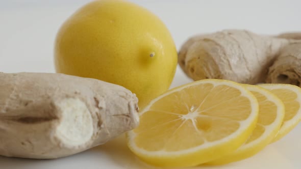 Winter tea supplements of Zingiber officinale rhizome and citrus slow tilt 4K 2160p 30fps UltraHD fo alt