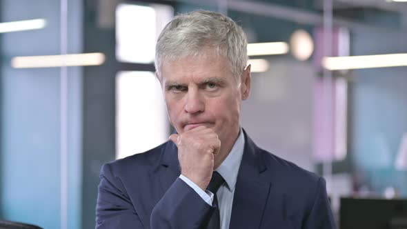 Portrait of Middle Aged Businessman Thinking About Something alt