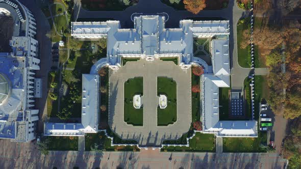 Mariyinsky Palace From the Top. Aerial View of an Official Ceremonial Residence of the President of alt