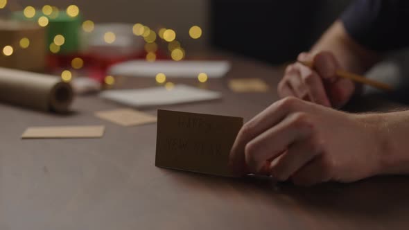 Orbit Shot Man Show Happy New Year Paper Card Chrismas Decorations Background alt