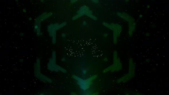 Green Arcade HUD Gaming Countdown on Futuristic Abstract Cyberspace Background Loop