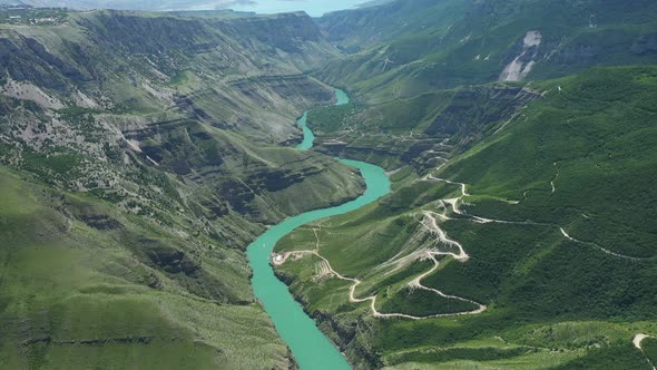 Turquoise River in Green Canyon Aerial View