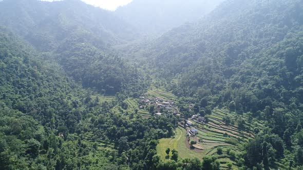 The Ganges river near Rishikesh state of Uttarakhand in India seen from the sky alt