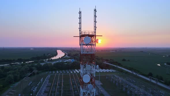 Antennas Telecommunication Cell Phone at Sunset alt