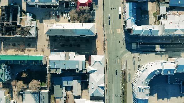 View From Above of a City Junction with Little Transport alt