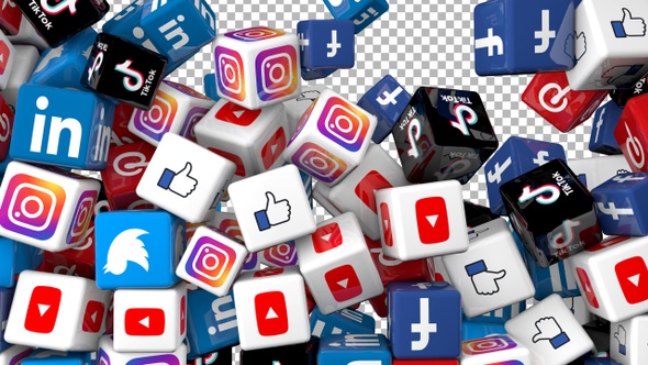Social Media Icons Transition - Facebook,Twitter,Youtube,Instagram,Linkedin,Pinterest,Tiktok,Like