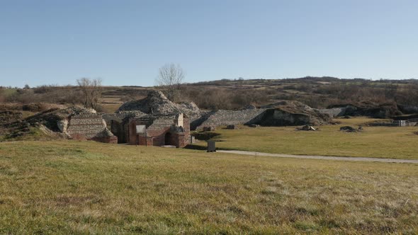 GAMZIGRAD, SERBIA - DECEMBER 25, 2017  Tilting on old Roman architecture  of Felix Romuliana built b alt