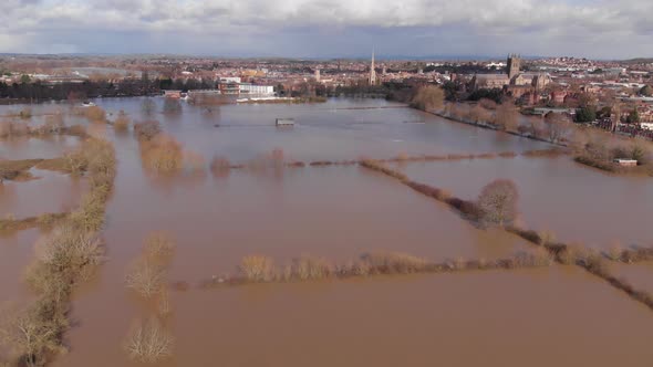 Flooding Worcestershire County Cricket Club Grounds Worcester City Centre River Severn