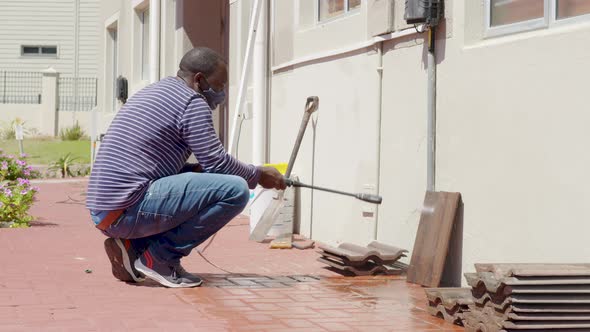 Cleaning Tile with Water Pressure Washer alt