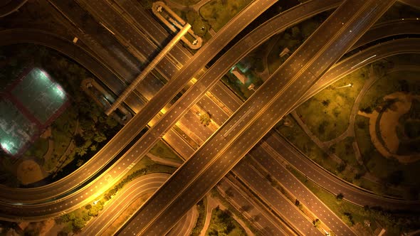4K : Top view of interchange and multi junction road alt