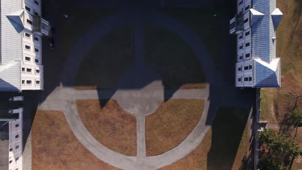 Aerial View of the Vyshnivets Palace Ukraine in Autumn alt