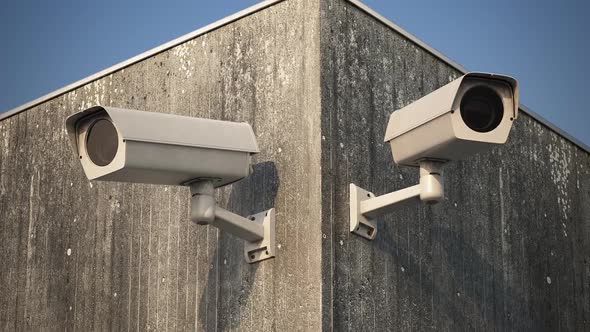 Security cameras monitoring the private property, observe and record the video.