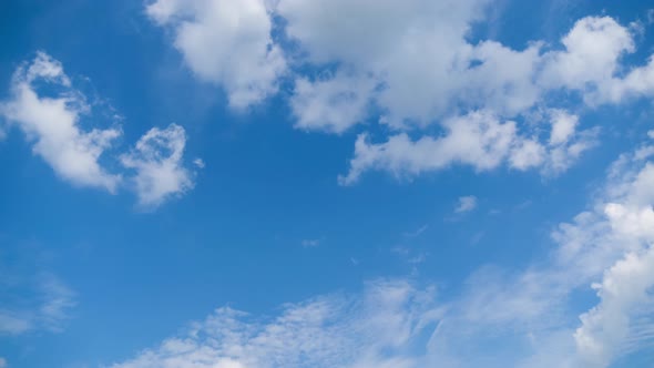 Clouds Move Smoothly in the Blue Sky. Timelapse alt