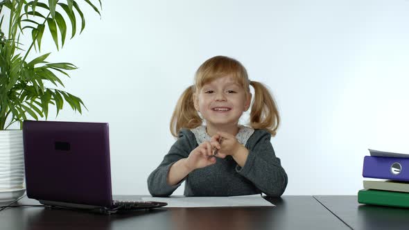 Back To School, Online Learning, Distance Lesson, Education at Home, Technology for Schoolgirl Child alt