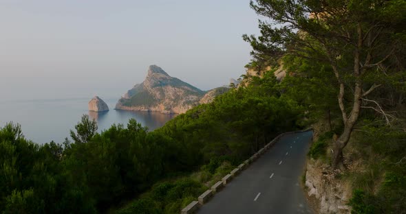 Scenic Aerial View of a Mountainous Region in Majorca with Cliffs alt