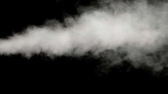 Water Vapor. Slow Motion 240Fps. Jet of Steam Under Pressure on Black Background alt