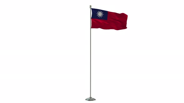 Taiwan Looping Of The Waving Flag Pole With Alpha alt