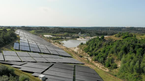 Solar panels on walls of sand mine, Herzogenrath, Germany