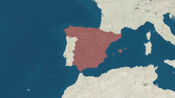 Zoom in to the Map of Spain with Text Textless and with Flag alt