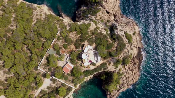 The beautiful beach front of the Island of Ibiza in Spain, alt
